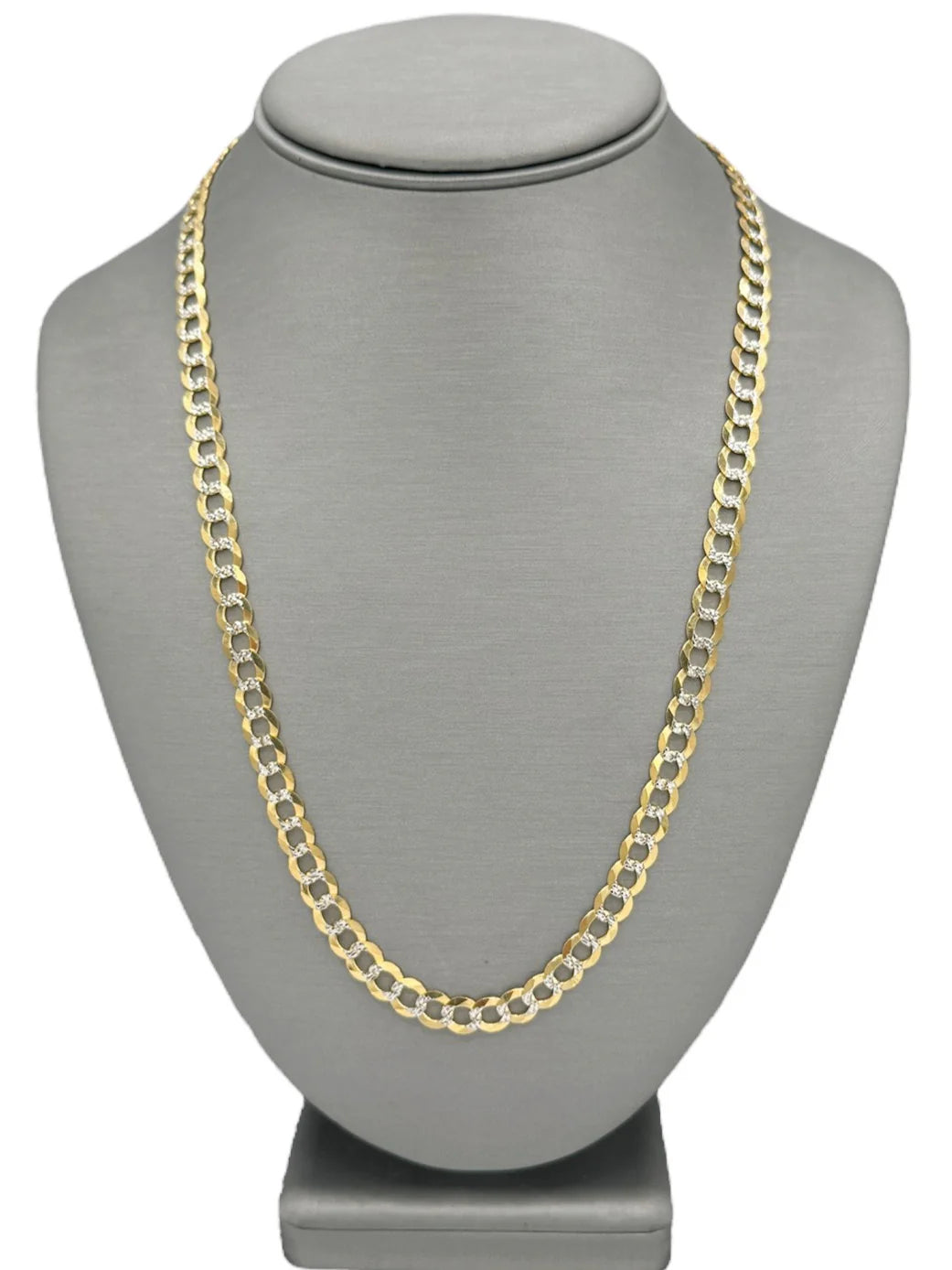 New 14K Two Tone Solid Cuban Chain (7MM)
