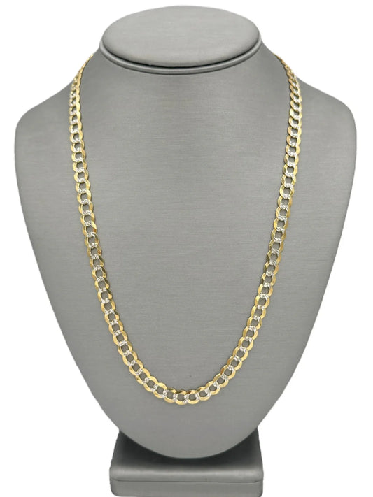 New 14K Two Tone Solid Cuban Chain (7MM)