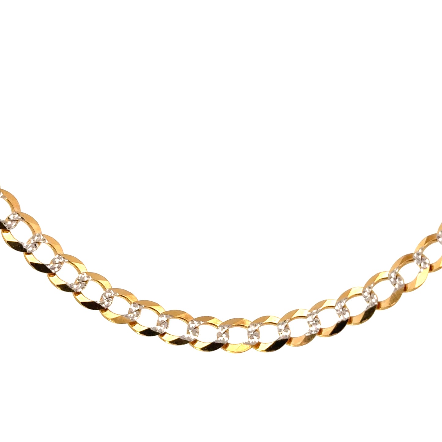 New 14K Two Tone Solid Cuban Chain (7MM)