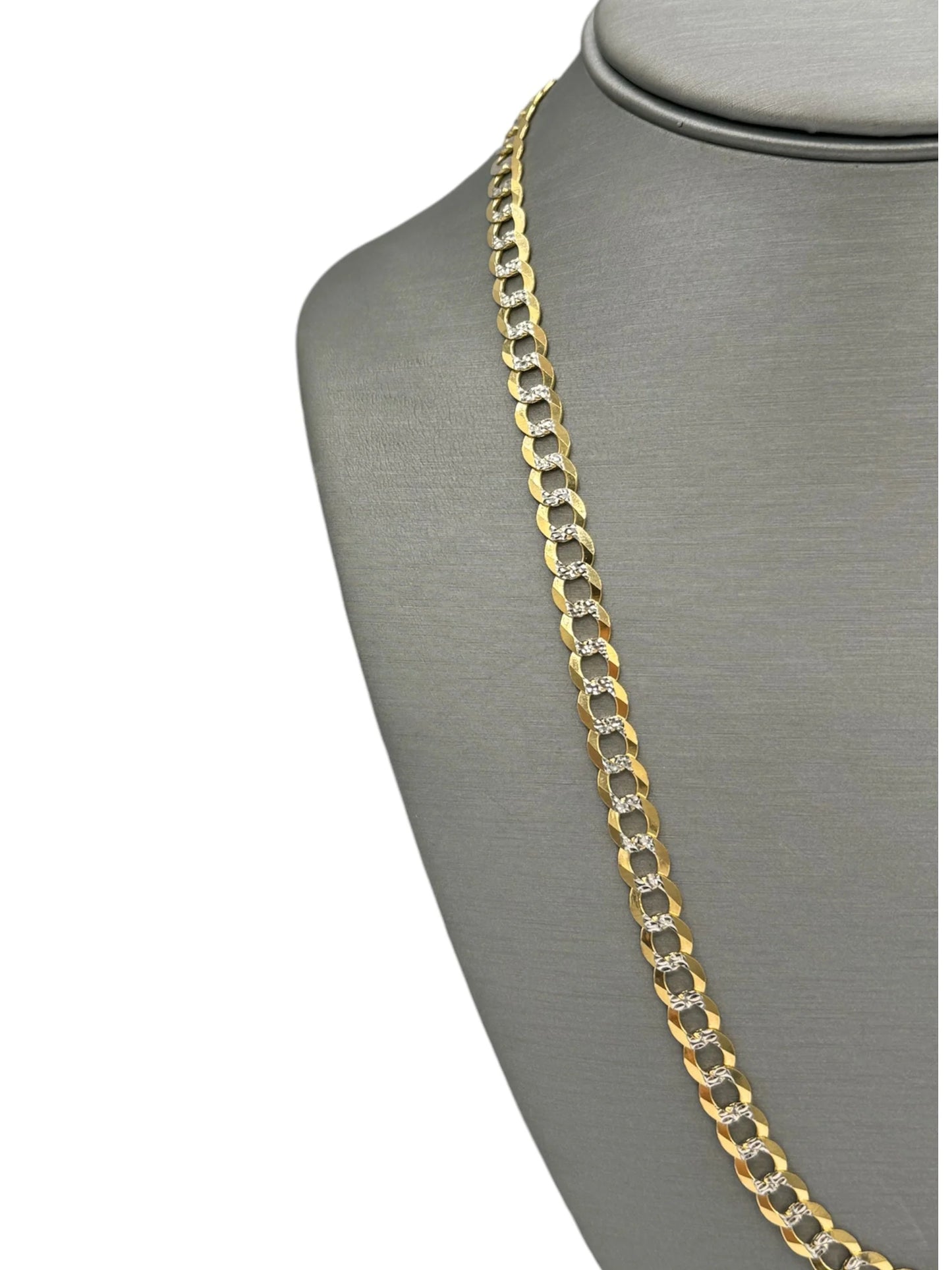 New 14K Two Tone Solid Cuban Chain (7MM)